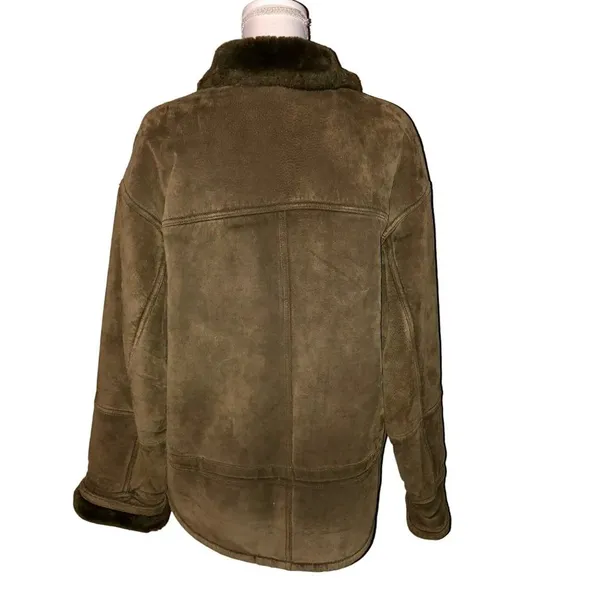 Gallery Leather Coat Womens M Used Brown Faux Fur Lining and Collar - Image 6