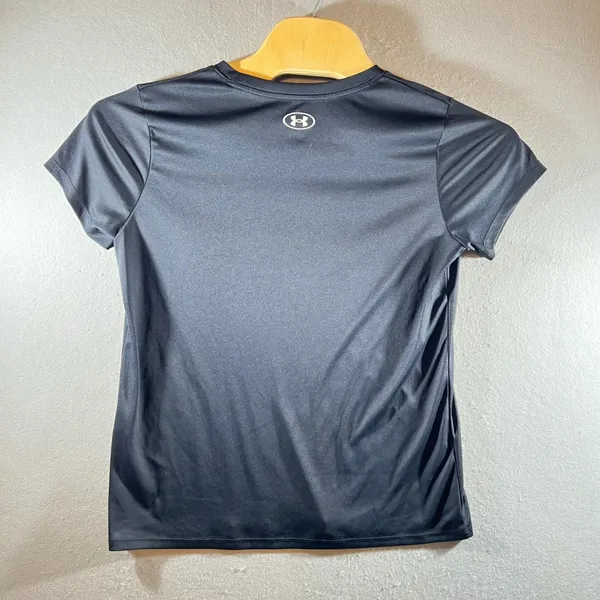851 | Under Armour HeatGear Loose Graphic Logo Training T-Shirt Black Womens L - Image 2