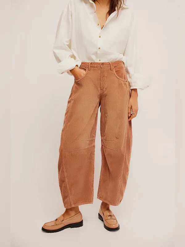 Free people Good Luck Mid-Rise Cord Barrel Jeans - Image 4