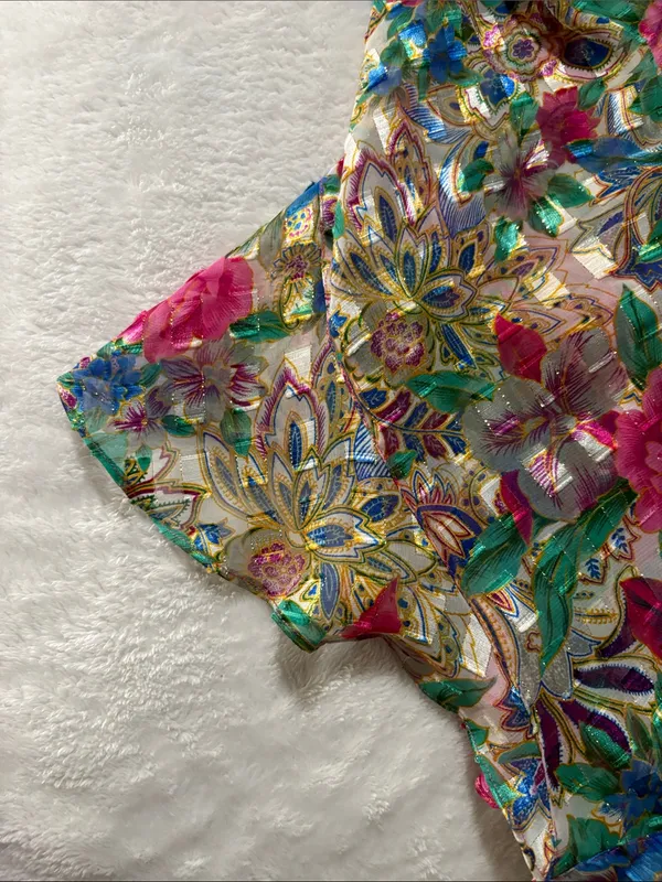 Victoria's Secret size medium Multicolor Floral Chemise lingerie one piece gold - Image 7