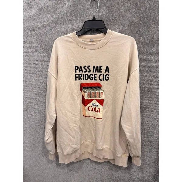 Fridge Cig Women Sweatshirt XL Beige Pass Me A Fridge Cig Diet Cola Graphic Top - Image 3