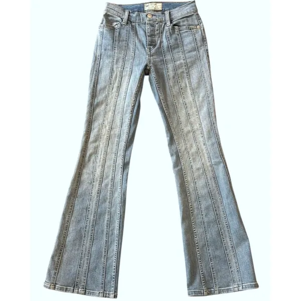 Free People So Many Seams Flare Jeans Retro 70's Size 24 Medium Wash Denim - Image 4