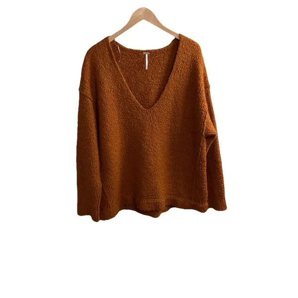 Free People Burnt Orange Alpaca Oversized Fuzzy Knit Sweater‎ Size Medium Women - Image 4