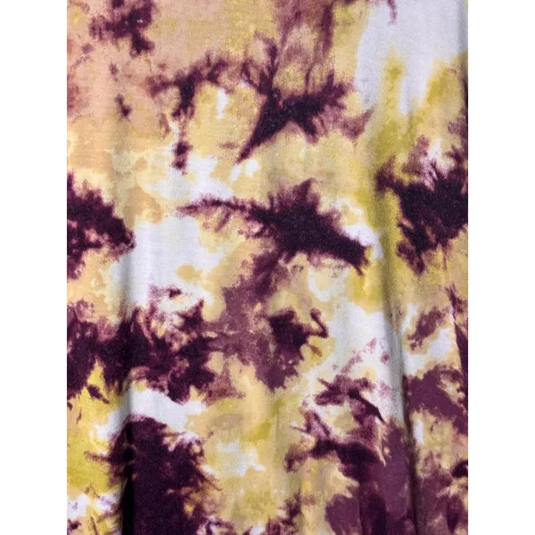 LOGO Lori Goldstein Women Top 3X Burgundy Yellow Tie Dye Sharkbite Boho Artistic - Image 4
