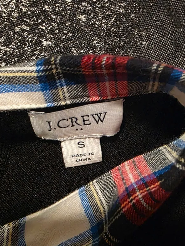 Womens small J.Crew Woven Collar Tartan Plaid Layered Sweater/Top - Image 4