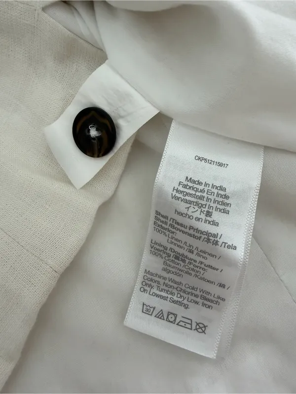 Madewell NWT Button-Front 100% Linen Shell Top Ivory Size 2 - Image 5