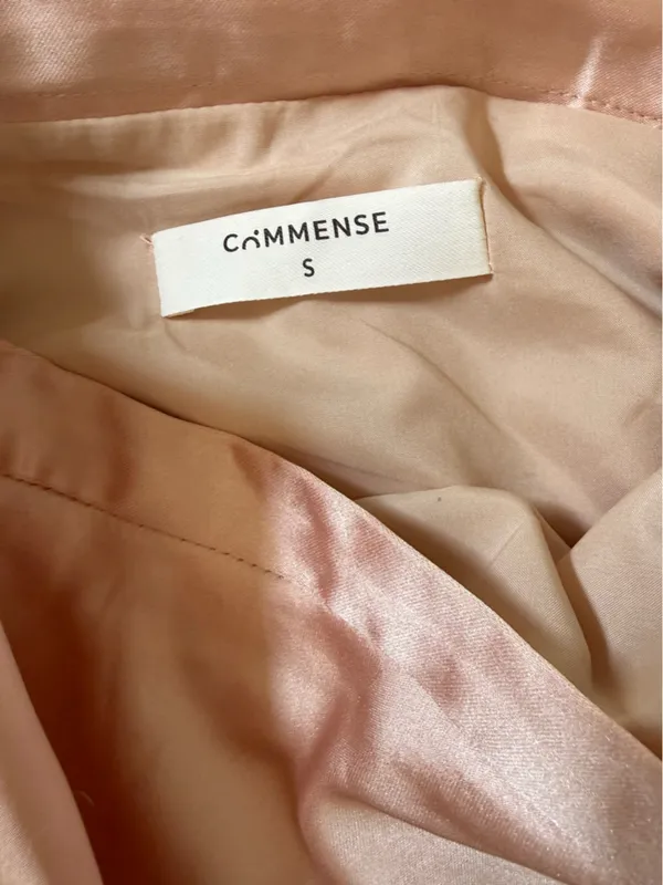 Commense Satin Midi Skirt Champagne Rose Gold Size Small Minimalist - Image 8