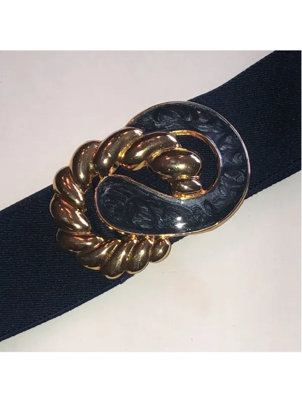 Day Lor Vintage Gold and Dark Blue Decorative Elastic Waist Belt - Image 4