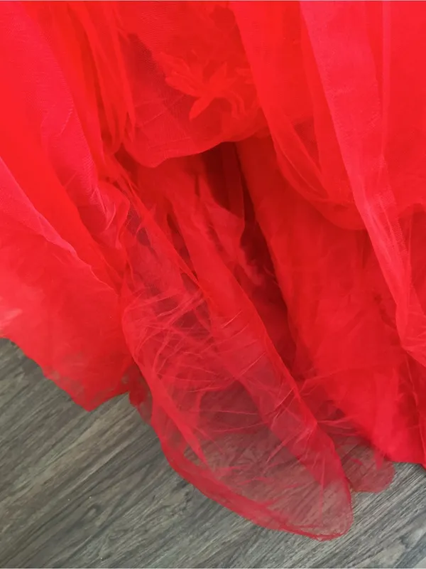 Wedding Dress VNAIX Red Lace Embroidered Tulle Ball Gown Size 6 - Image 12