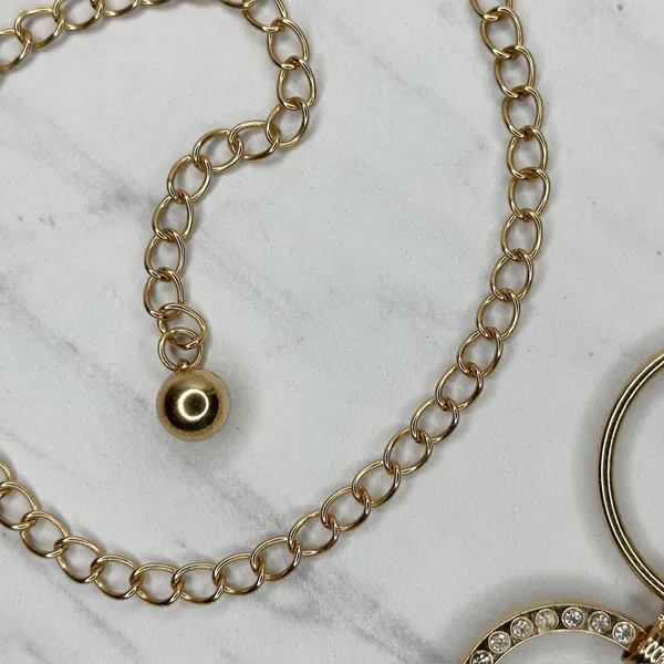 Rhinestone Gold Tone Circle Chain Link Belt OS ✨ - Image 10