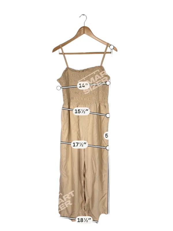 Universal Threads Jumpsuit Beige Tan Smocked Linen - Image 4