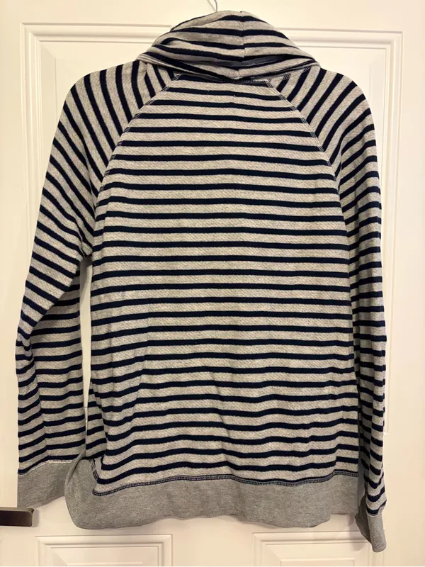 Old Navy Navy and Grey Striped Cowl Neck Sweater - Image 2