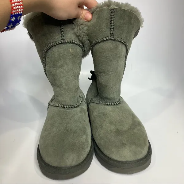Emu Alba shearling style boots‎ winter suede leather women’s size 6 gray - Image 3