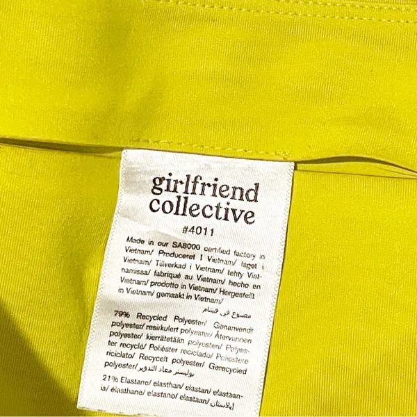 Girlfriend Collective Size Small High Rise Bike Shorts‎ Neon Yellow Running - Image 5