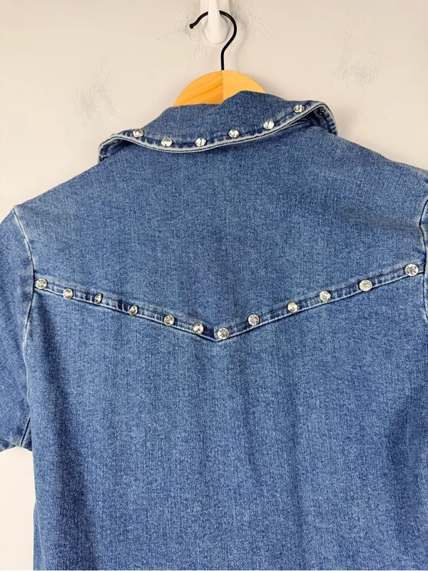 New Show me your Mumu outlaw studded denim romper size large - Image 12