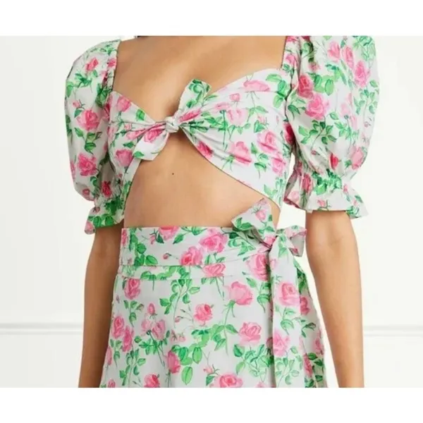 Hill House the Isabella Top pink roses Size M NWT - Image 2