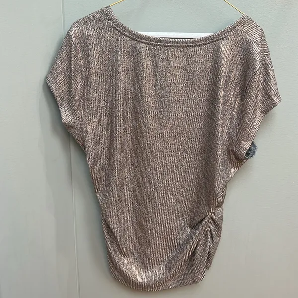 White House Black Market Gold Flutter Sleeve Tee - Image 3