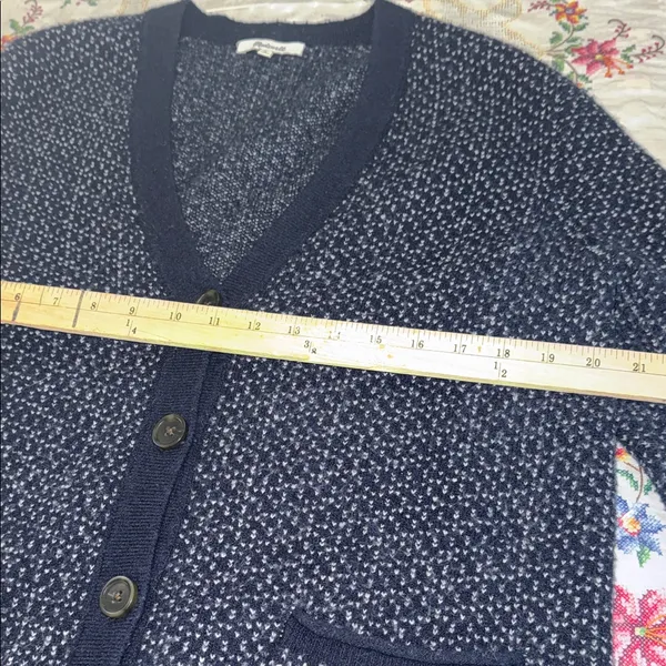 Madewell Bird’s Eye Maysfield Navy and White Women's Cardigan Sweater - Image 9