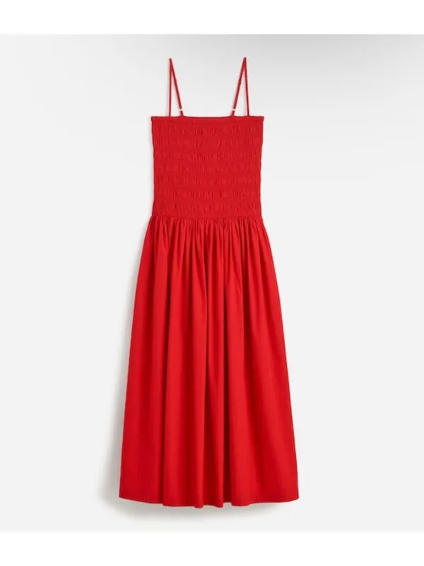 NWT Madewell Poplin Smocked Maxi Dress in Festival Red - Size: Large - Image 7