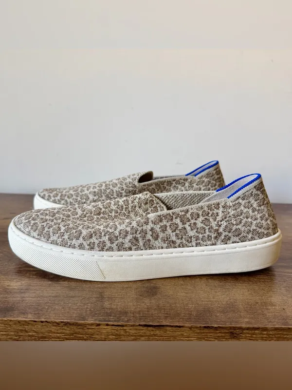 Rothy’s Pebble Spot Slip On Sneakers Womens Size 6.5 Cheetah Leopard Knit Flats - Image 2