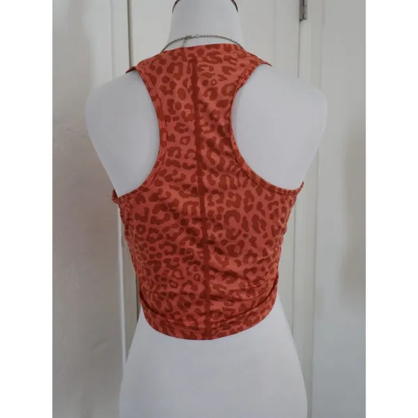 womens Nike Dri-FIT Animal Print Cropped Training Tank Scoop Neck Orange S - Image 5