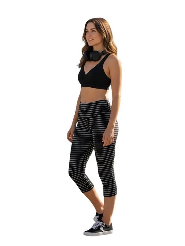 Lululemon Wunder Under Crop Stripe Luon High Rise Yoga Leggings Size 4 6 Women - Image 3