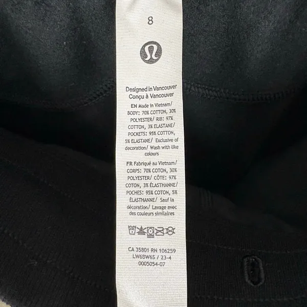 Lululemon Scuba High Rise Cropped Jogger Cotton Terry Drawcord Black Size 8 - Image 5