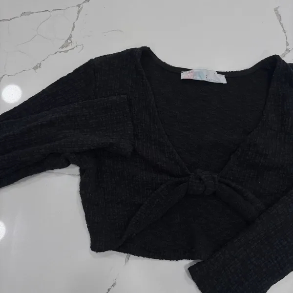 Free People Beach Top Womens Size Small Black Sunset Beach Long Sleeve - Image 3