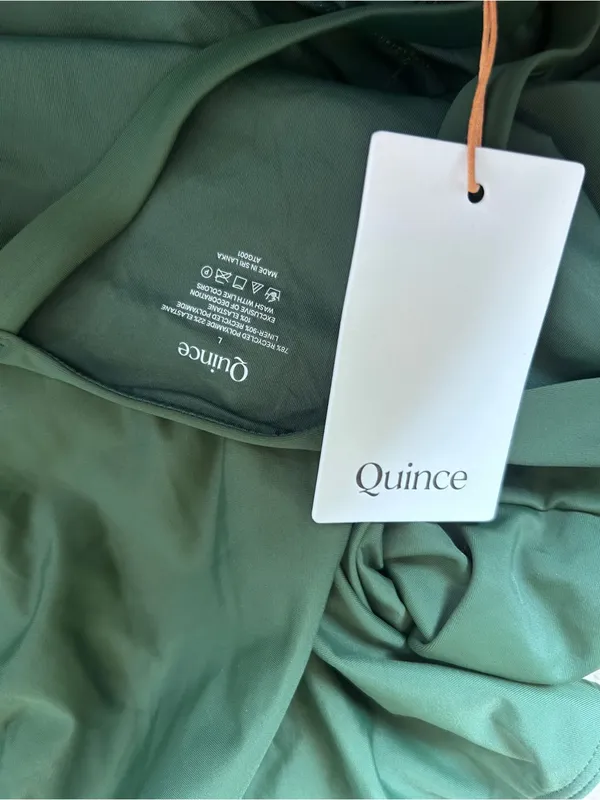 NWT Quince‎ Palm Green Italian One Shoulder One-Piece Swimsuit Size Large - Image 3