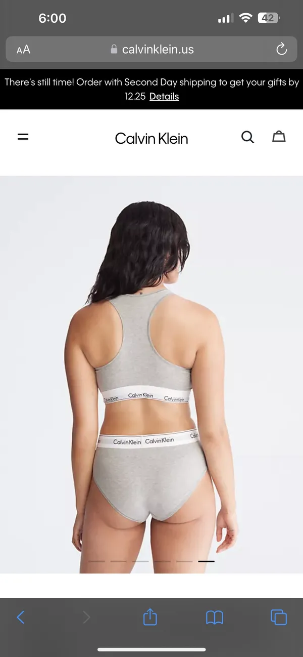 Calvin Klein grey modern cotton unlined bralette - Image 2