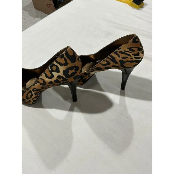 Womans Nine West Bonfire Open Toe Leopard Print Platform Pumps 7.5 M - Image 3
