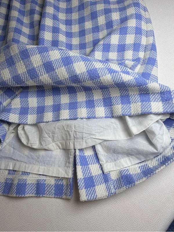 Ann Taylor Blue White Gingham Belted Sheath Dress Size 0 - Image 7