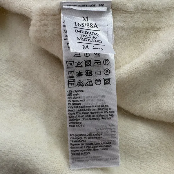 Allsaints Lock Roll Neck Relaxed Fit Sweater Asymmetric Chalk White Size‎ Medium - Image 4