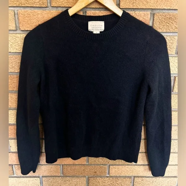 Caslon 100% Cashmere Black Sweater Crewneck Long Sleeve Women’s Size Medium - Image 2