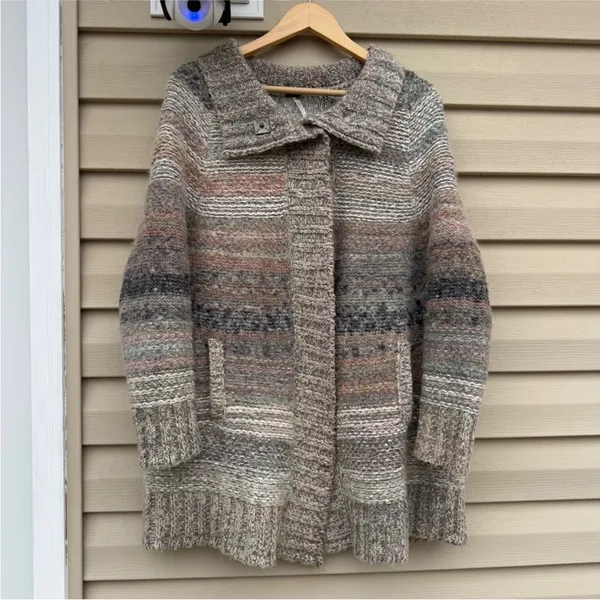 Free People Starlight Shadow Wool Blend Poncho Cardigan Size Small - Image 5