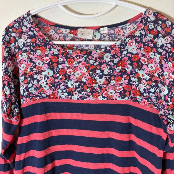 Anthropologie‎ Postmark Floral Stripe 3/4 Sleeve Top Size Small - Image 3