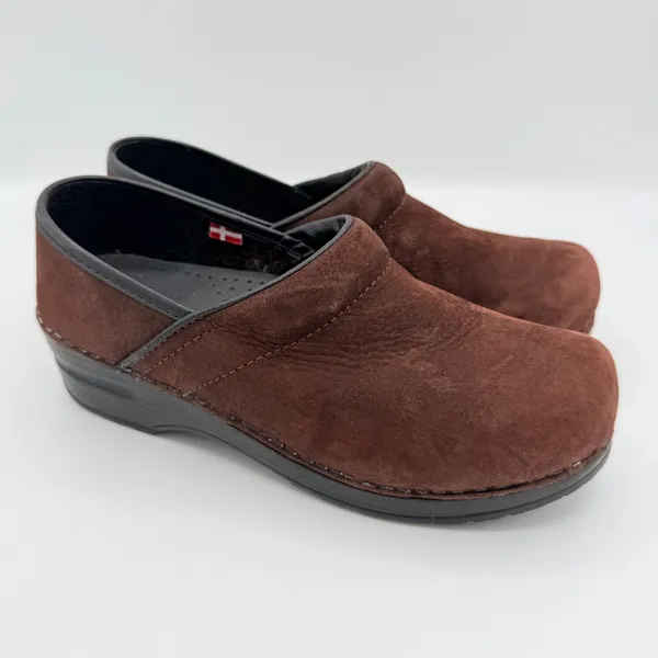 Sanita Original Danish Clogs Brown Nubuck Leather Slip On Mules EU 37 US 6.5 - Image 2