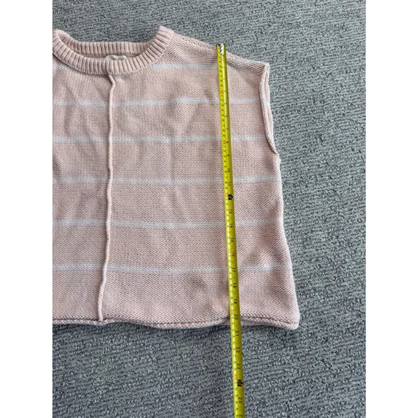 Universal Threads Peach White Striped Knit Sweater Vest Sleeveless Crew Neck L - Image 5