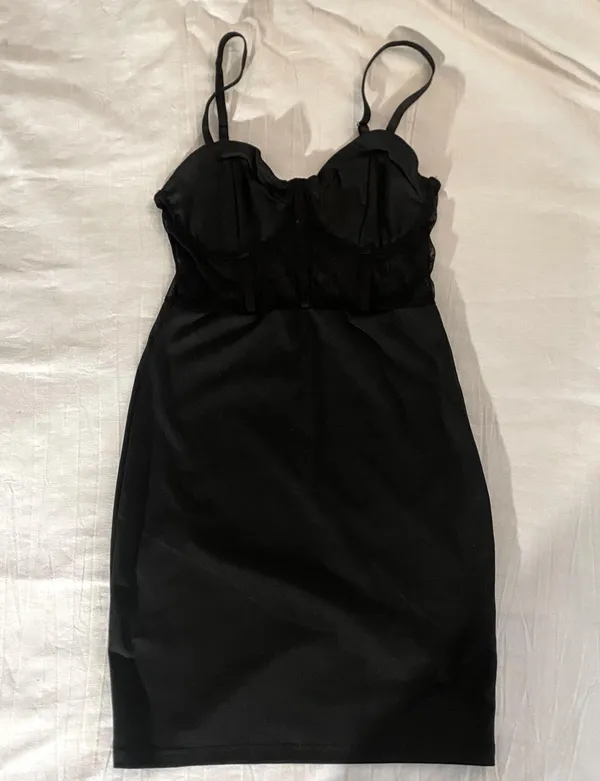 black mesh bustier mini dress - Image 2