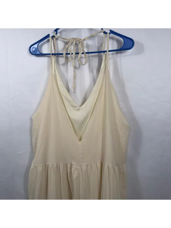 Cream Tiered Halter Maxi Dress Size XL - Image 6