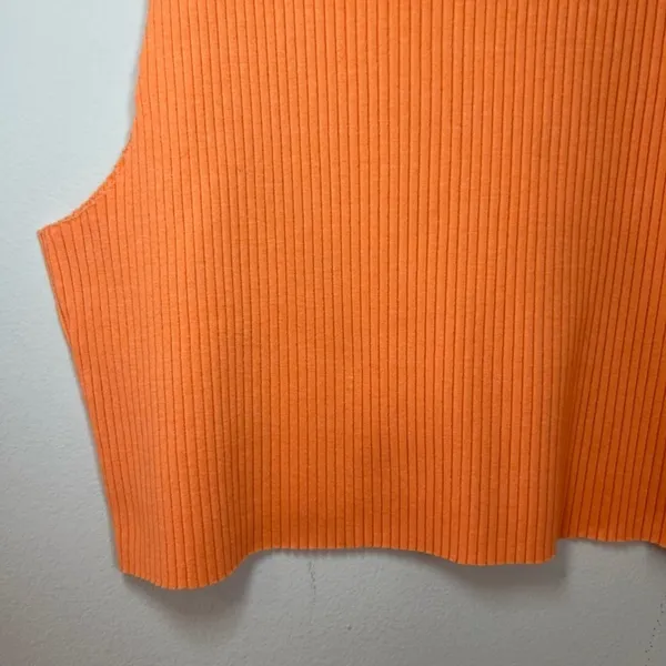 Aerie Ribbed Raw Edge Cropped Tank Top Shirt Orange Sleeveless Stretch Basic XL - Image 4