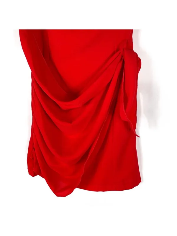 Superdown Andria Strapless Mini Dress Red Sz XS Draped Overlay to Hip - Image 5
