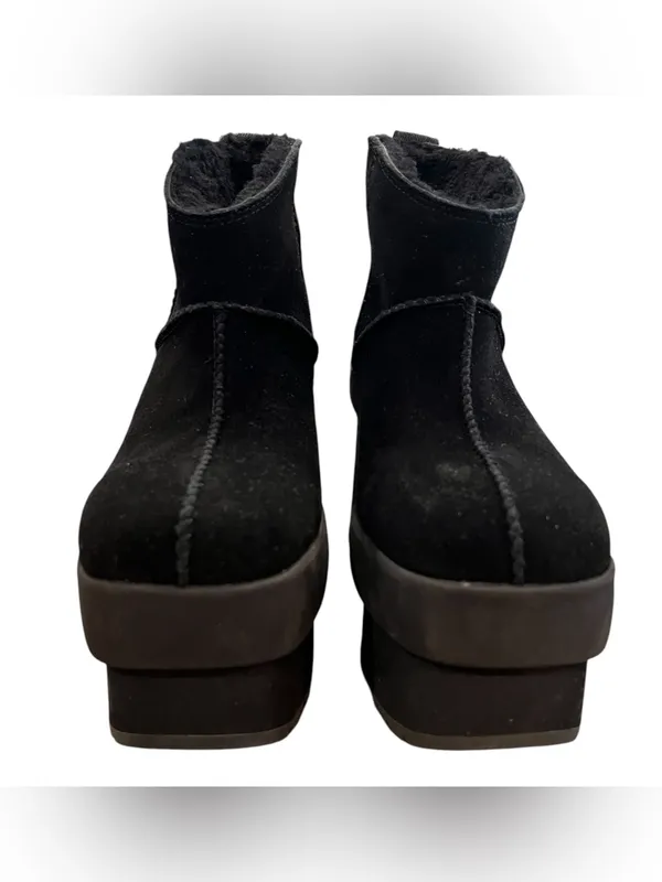 UGG New Heights Platform Mini Black Suede Heeled Boots Women’s 8 New No Box - Image 3
