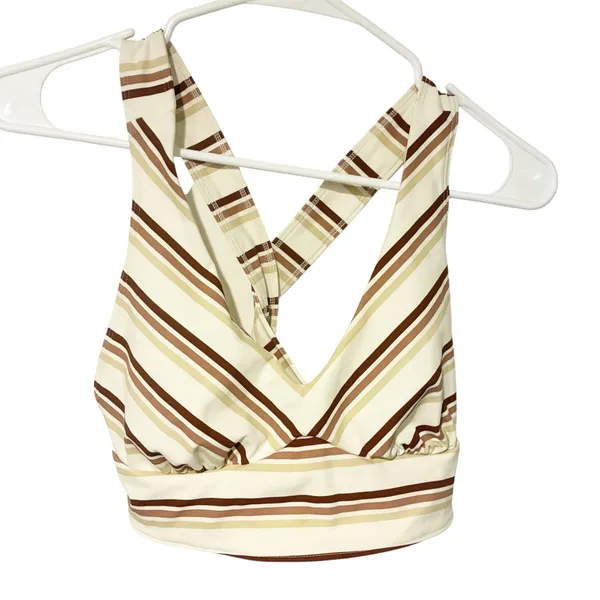 Free People‎ Gidget Sports Bra Ivory Combo Stripe Size Small Athletic - Image 2