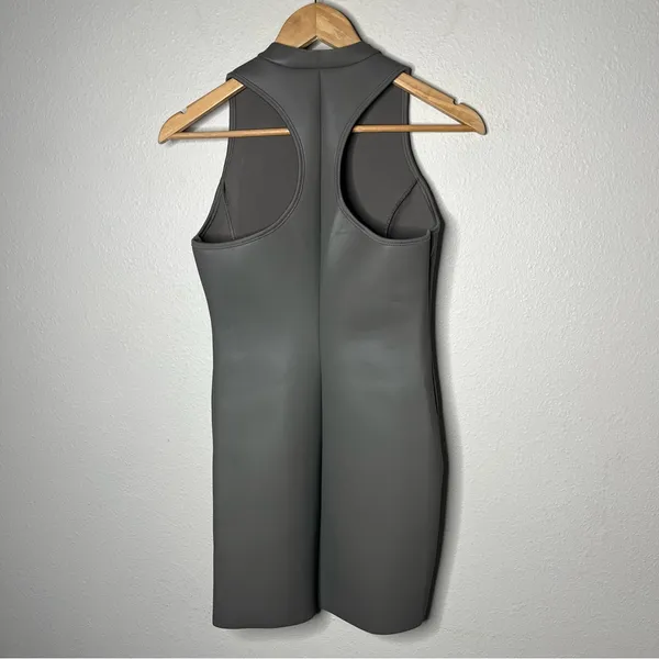 NEW Skims Grey Chalk Rubberized Scuba Swim Zip Up Mock Neck Dress Sporty - Image 4