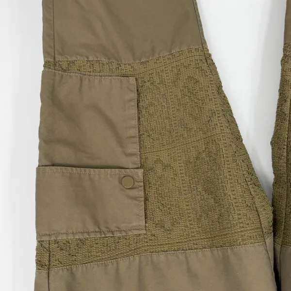 Zara‎ Olive Green Crochet Lace Panel Cargo Pants Utility Wide Leg Womens Size 31 - Image 3