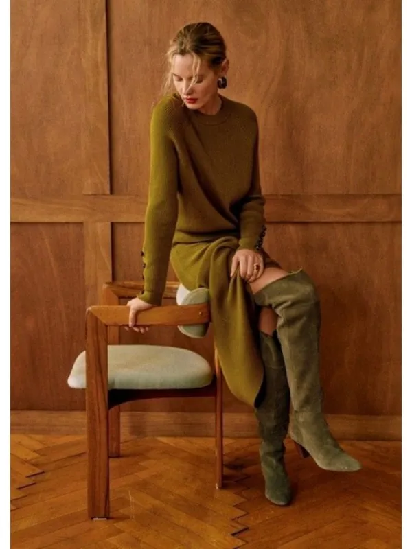 💕SEZANE💕 Ribbed Knit Set: Sami Jumper (Medium) + Naelle Skirt (Large) Green - Image 6