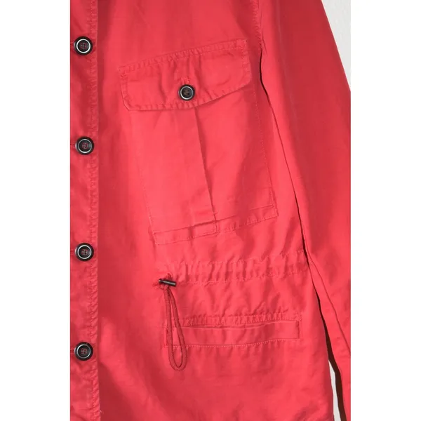 Gap Utility Jacket Womens Large Red Excellent Cotton Field Drawstring Waist - Image 3