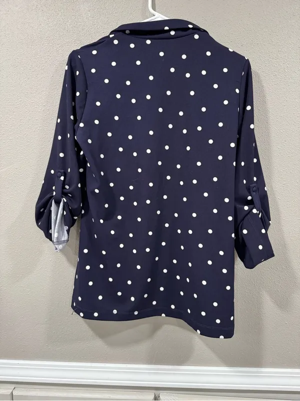 ANDREE BY UNIT Navy and White Polka Dot Girls' Casual Blazer Dress - Image 5
