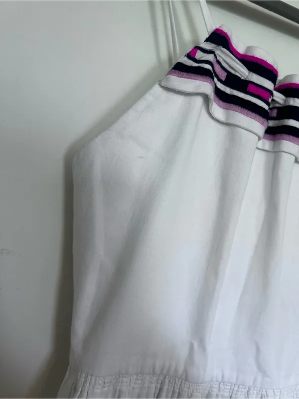 Club Monaco Haldys White w/ Stripe Sleeveless Midi Sun Dress Size 4 - Image 4